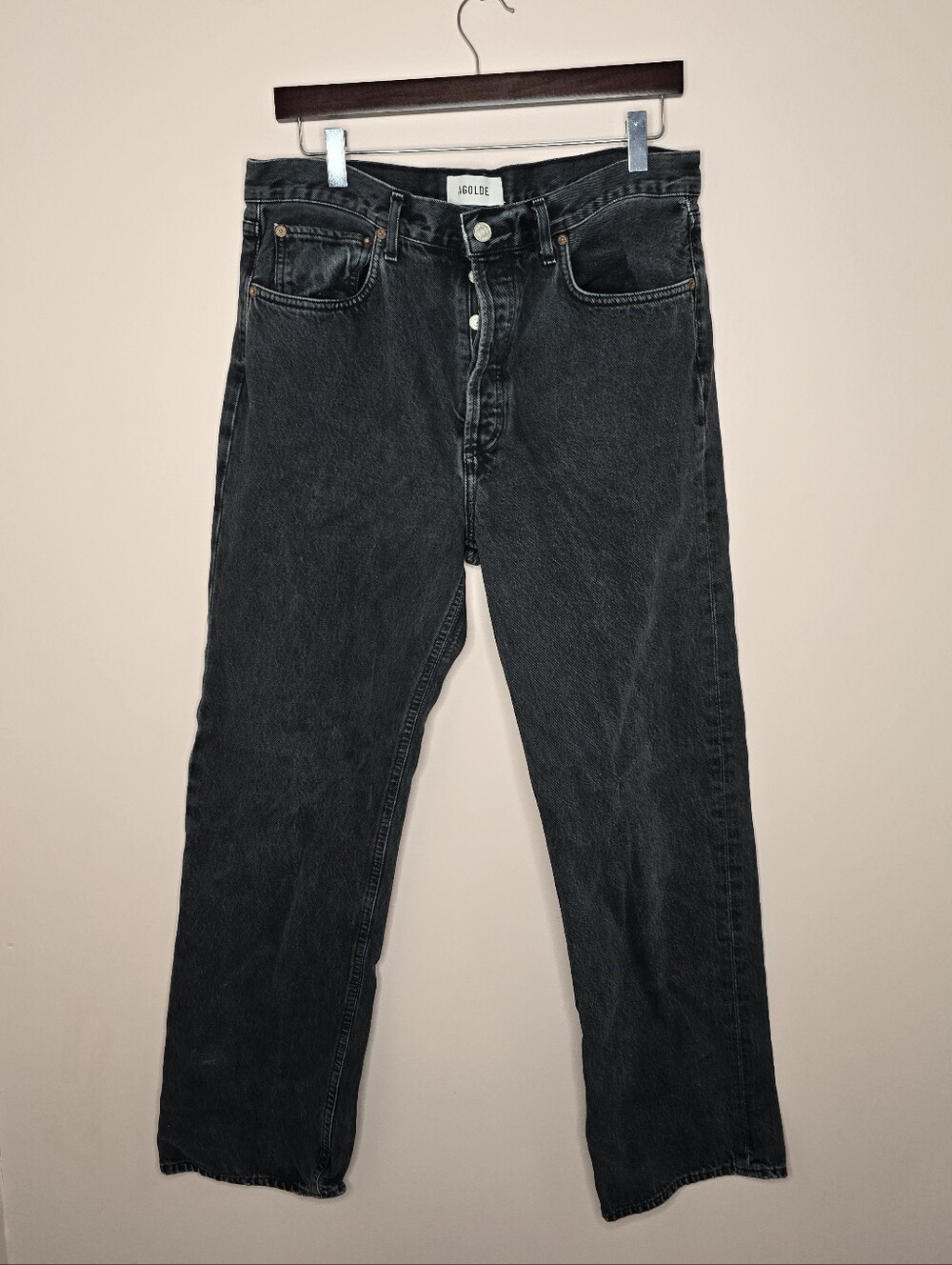 Agolde  Fran Straight-Leg Jeans in (off black), size 29 100% Organic Cotton